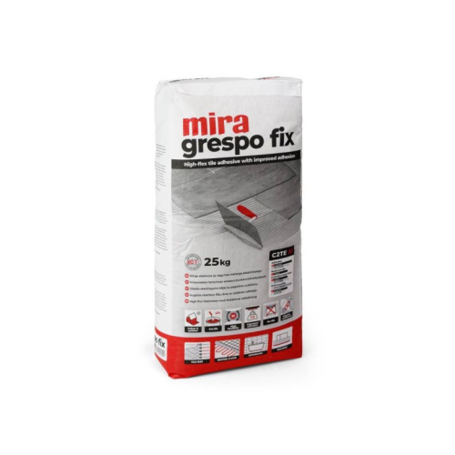 Elastingi plytelių klijai Mira Grespo fix, C2TE S1, 25 kg (pilki)-Klijai