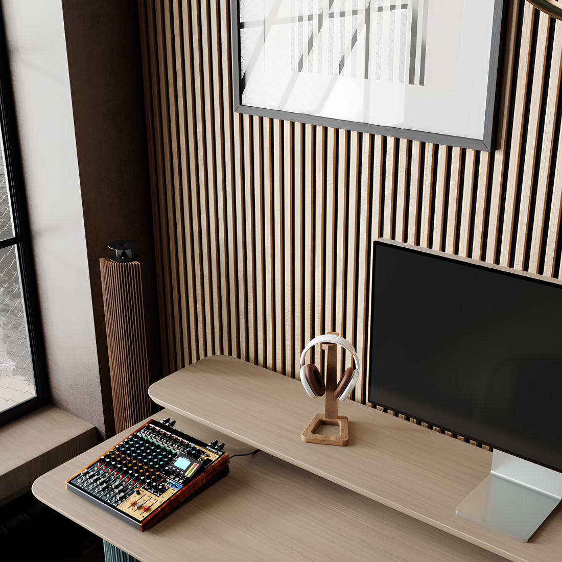 Akustinės lamelės MATT New Oak 2800*600*18mm (1,68m2)-Apdailinės sienų plokštės