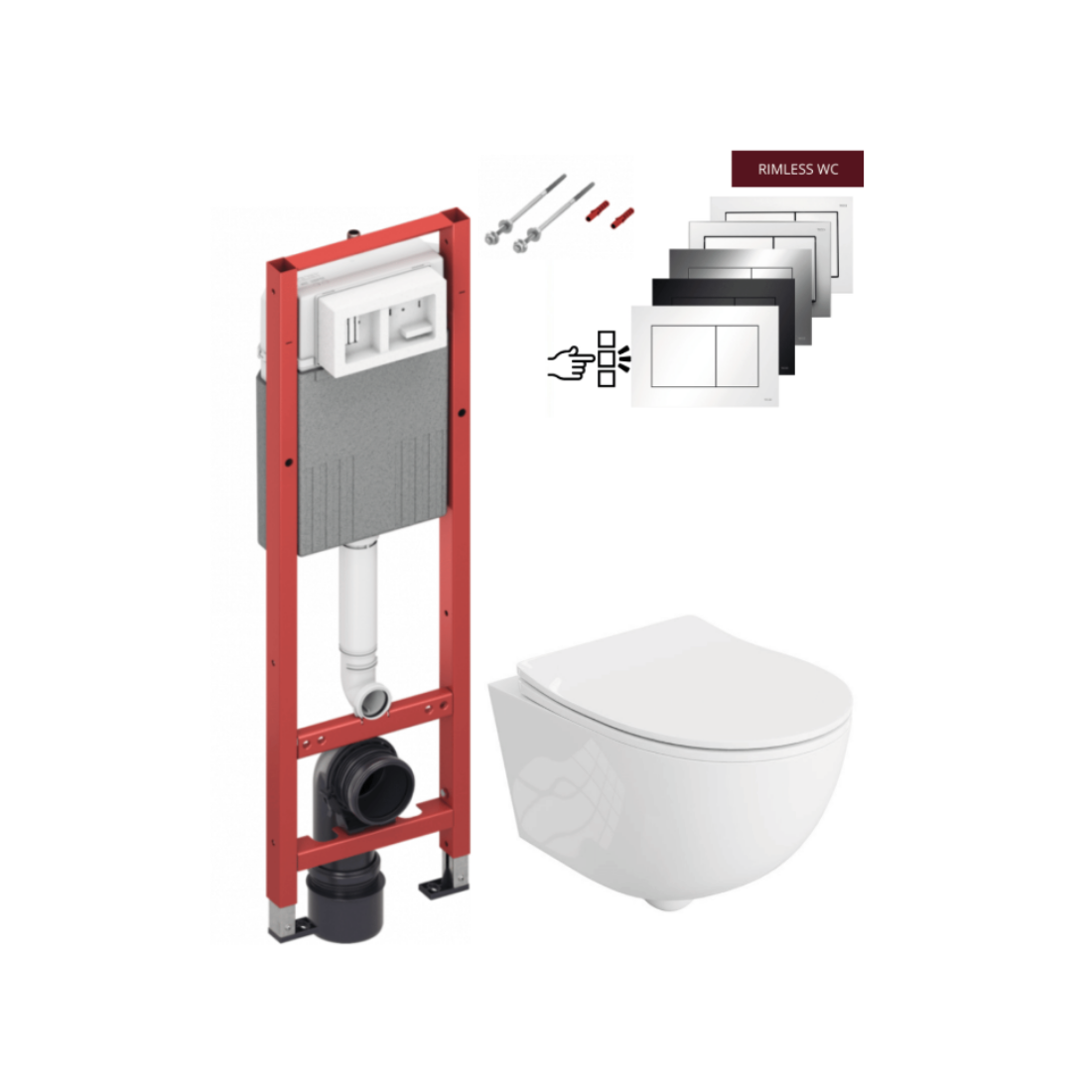Pakabinamas unitazas Brava su TECE 32cm rėmu ir nuleidimo plokštele